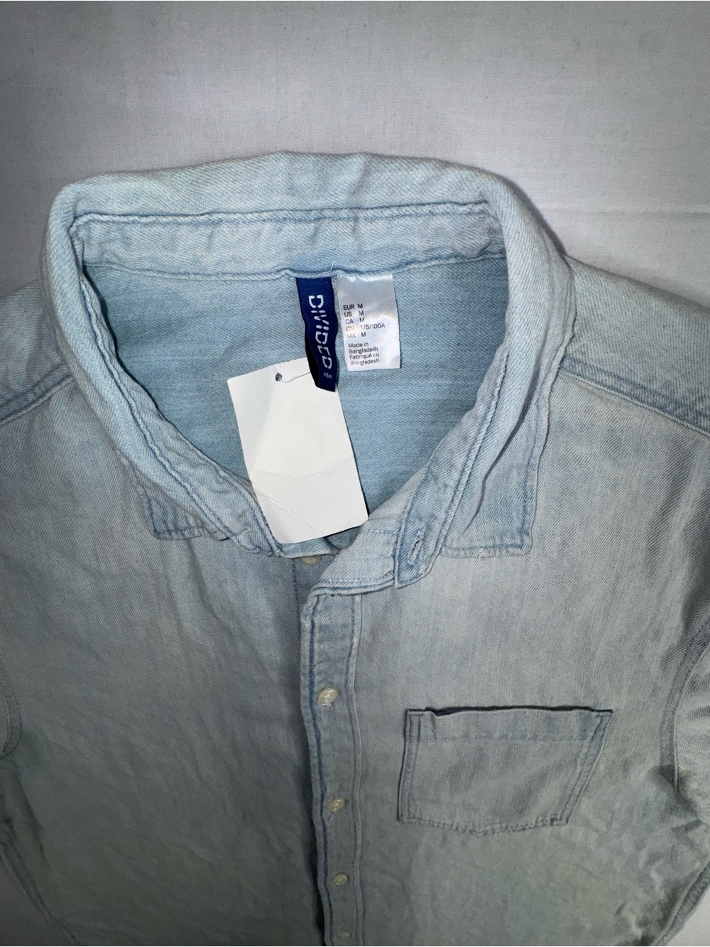 Divided Light Wash Denim Shirt - Pale Blue